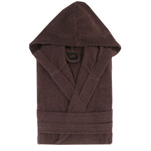 Albornoz liso capucha marron