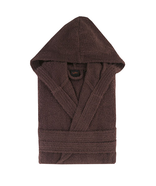 Albornoz liso capucha marron
