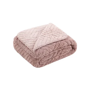 manta plaid sofa borreguito reversible trigo maquillaje