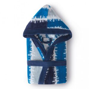 albornoz jacquard terciopelo con capucha unisex pacifico color azul 382